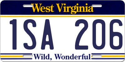 WV license plate 1SA206