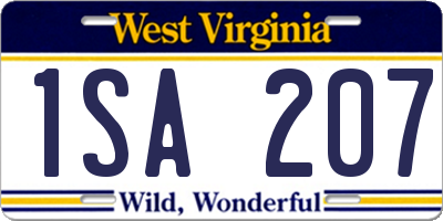 WV license plate 1SA207
