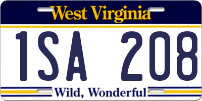 WV license plate 1SA208