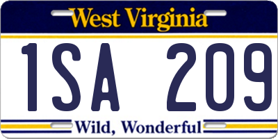 WV license plate 1SA209