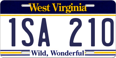 WV license plate 1SA210