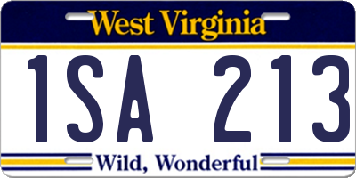 WV license plate 1SA213