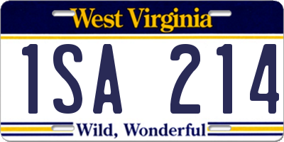 WV license plate 1SA214