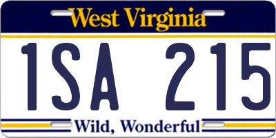 WV license plate 1SA215