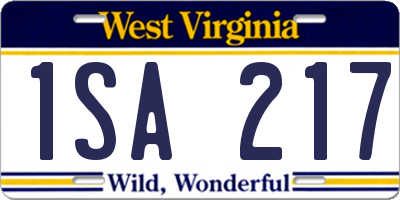 WV license plate 1SA217