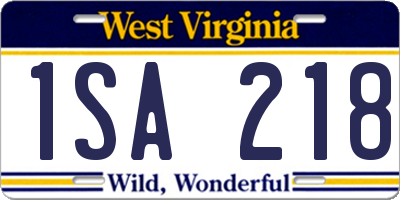 WV license plate 1SA218