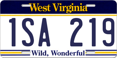 WV license plate 1SA219