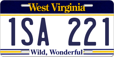 WV license plate 1SA221