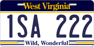 WV license plate 1SA222