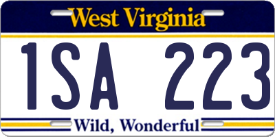 WV license plate 1SA223