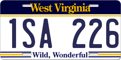 WV license plate 1SA226
