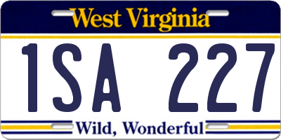 WV license plate 1SA227