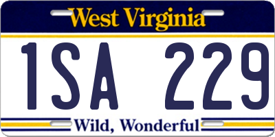 WV license plate 1SA229