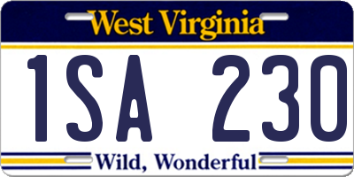 WV license plate 1SA230