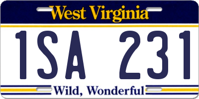 WV license plate 1SA231
