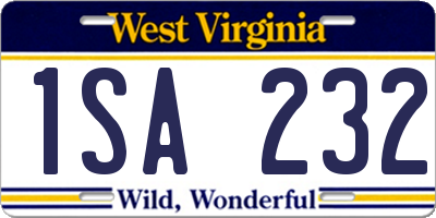 WV license plate 1SA232