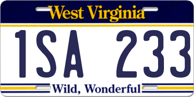 WV license plate 1SA233