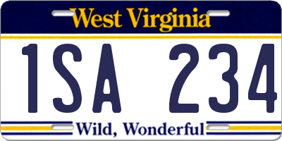 WV license plate 1SA234