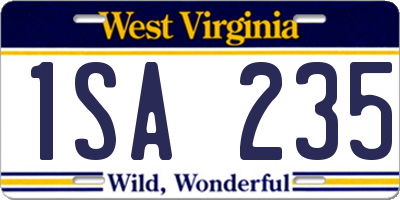 WV license plate 1SA235