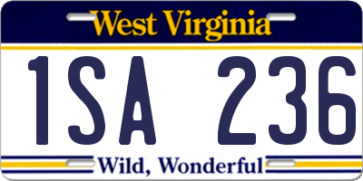 WV license plate 1SA236