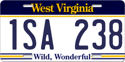 WV license plate 1SA238