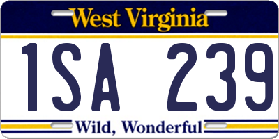 WV license plate 1SA239