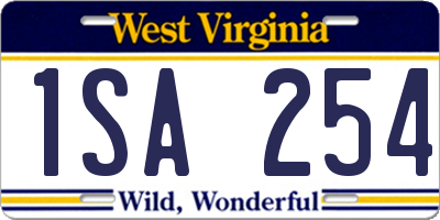 WV license plate 1SA254