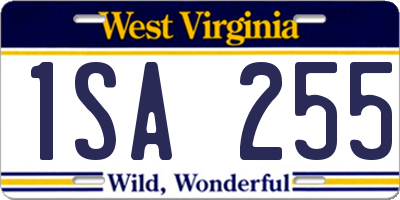 WV license plate 1SA255