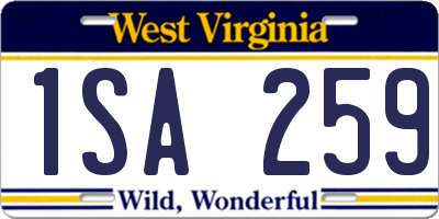 WV license plate 1SA259