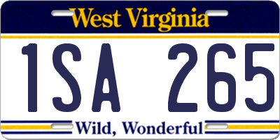 WV license plate 1SA265