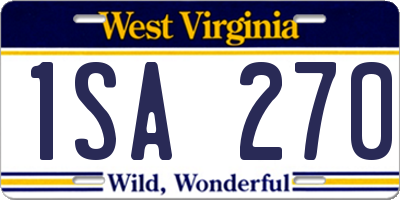 WV license plate 1SA270