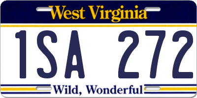 WV license plate 1SA272