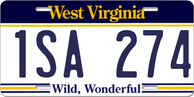 WV license plate 1SA274