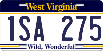 WV license plate 1SA275