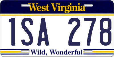 WV license plate 1SA278