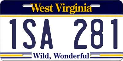 WV license plate 1SA281