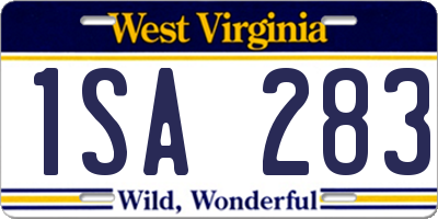 WV license plate 1SA283