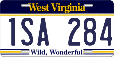 WV license plate 1SA284