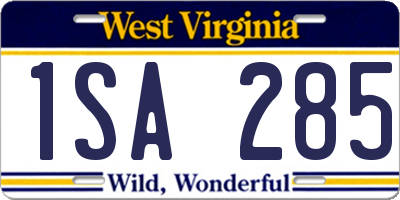WV license plate 1SA285