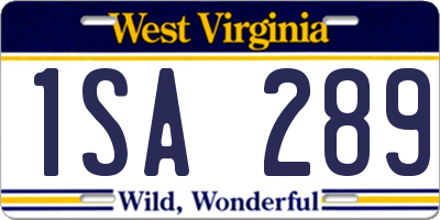 WV license plate 1SA289
