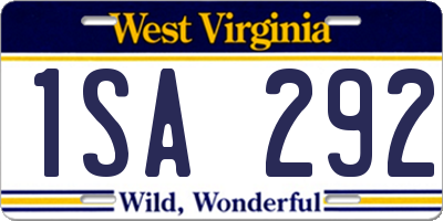 WV license plate 1SA292