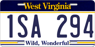 WV license plate 1SA294