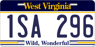 WV license plate 1SA296