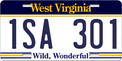 WV license plate 1SA301