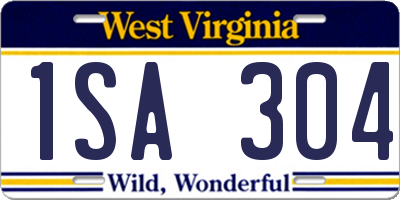 WV license plate 1SA304