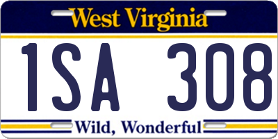 WV license plate 1SA308