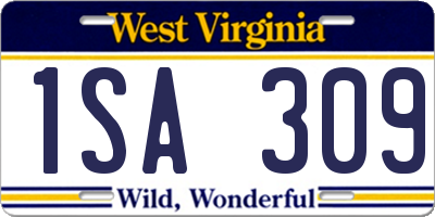 WV license plate 1SA309