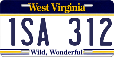 WV license plate 1SA312