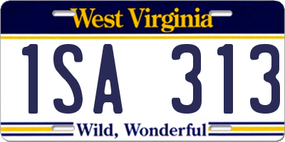 WV license plate 1SA313