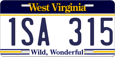 WV license plate 1SA315